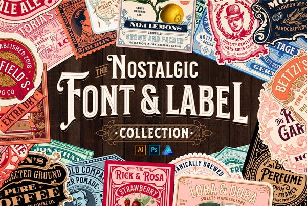 Nostalgic Font and Label Collection