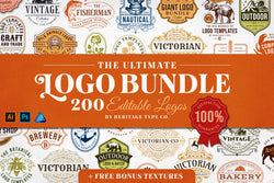 The Ultimate Vintage Logo Bundle - 200 Editable Logo Templates - HTC GmbH