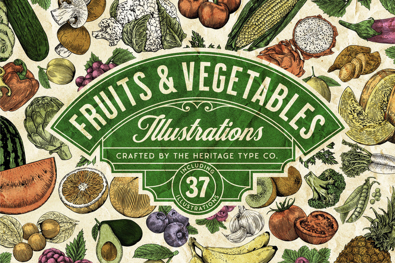 Fruits and Vegetables - Vector Illustration Set
