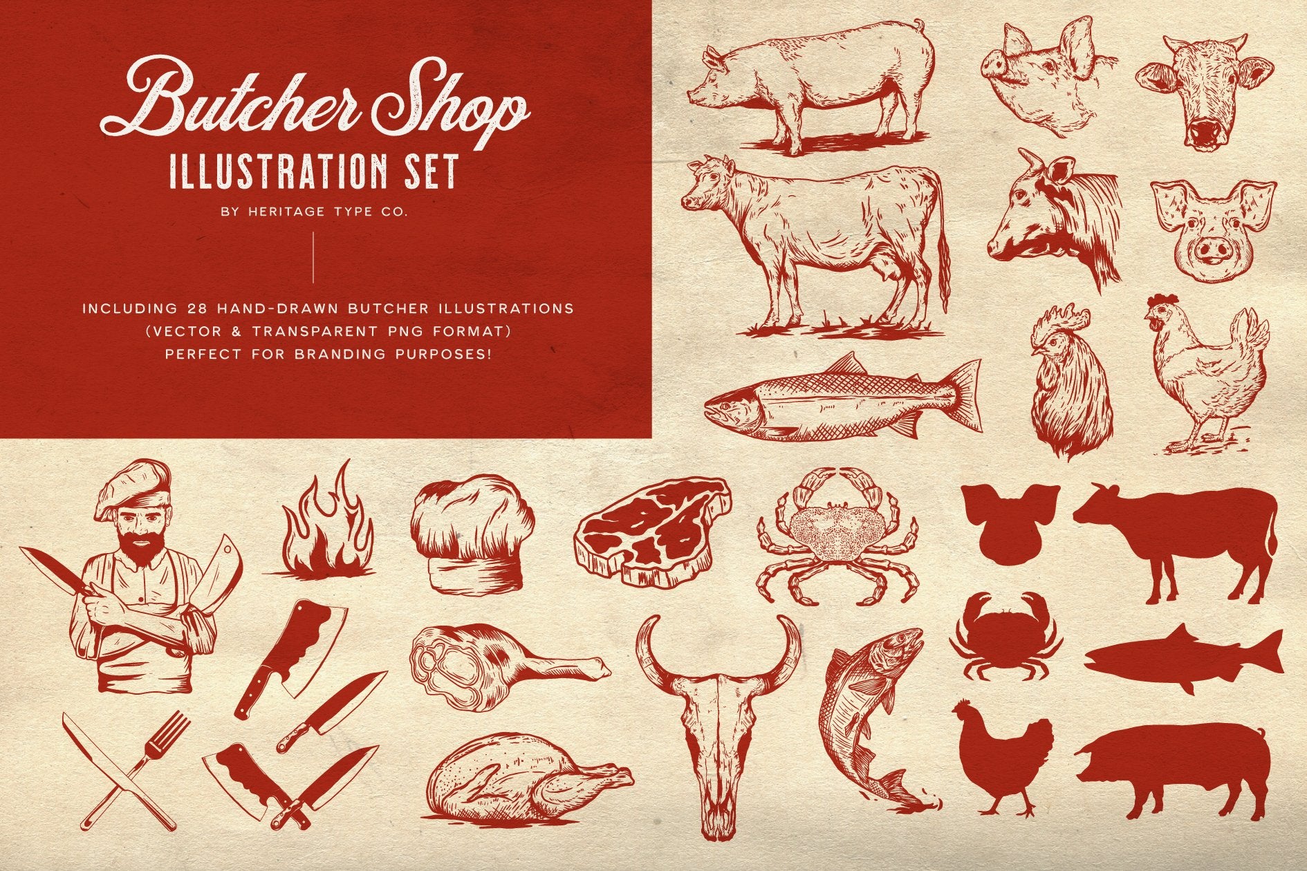 Butcher Shop - Vector Illustration Set