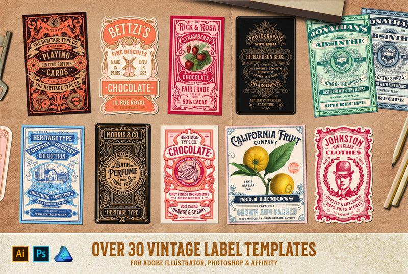 Nostalgic Font and Label Collection