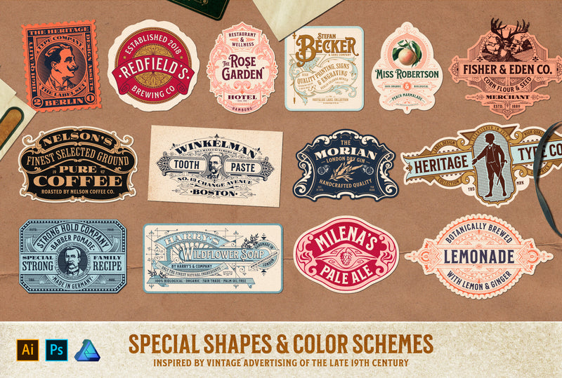 Nostalgic Font and Label Collection