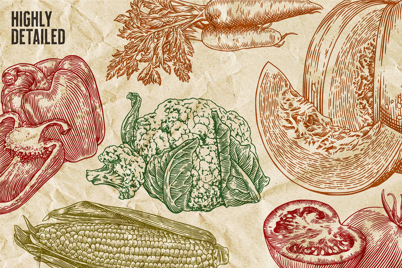 Fruits and Vegetables - Vector Illustration Set