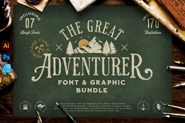 Great Adventurer Font & Graphic Bundle