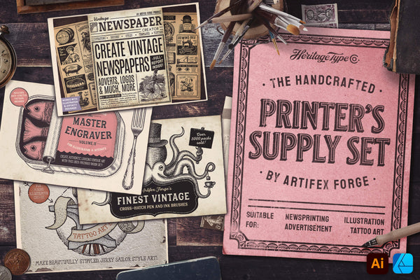 Handcrafted Printer's Supply Set